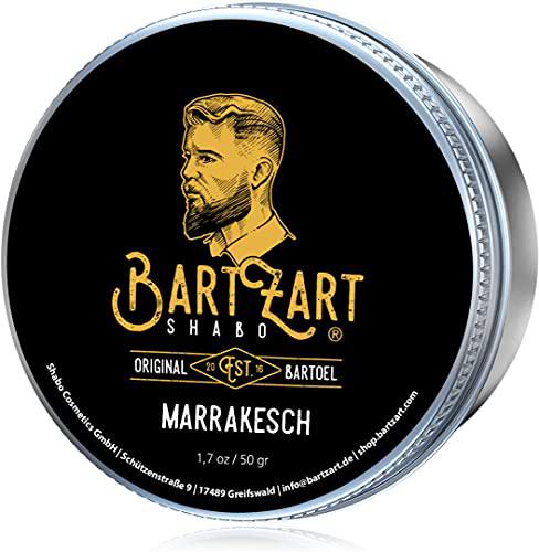 BartZart Shabo cera para barba con madera de cedro I 50g bálsamo para barba para hombres I Bálsamo para barba con aceite de argán para un crecimiento saludable I directamente del peluquero