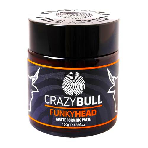 CRAZY BULL Funky Head 100ml - Cera Natural Mate de Fijación Fuerte y Brillante para Peinados Estructurados